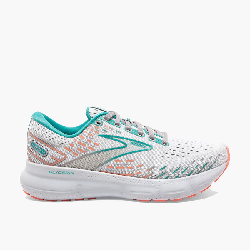 Women's Brooks, Glycerin 20 Running Shoe-Oyster/Latigo Bay/Coral