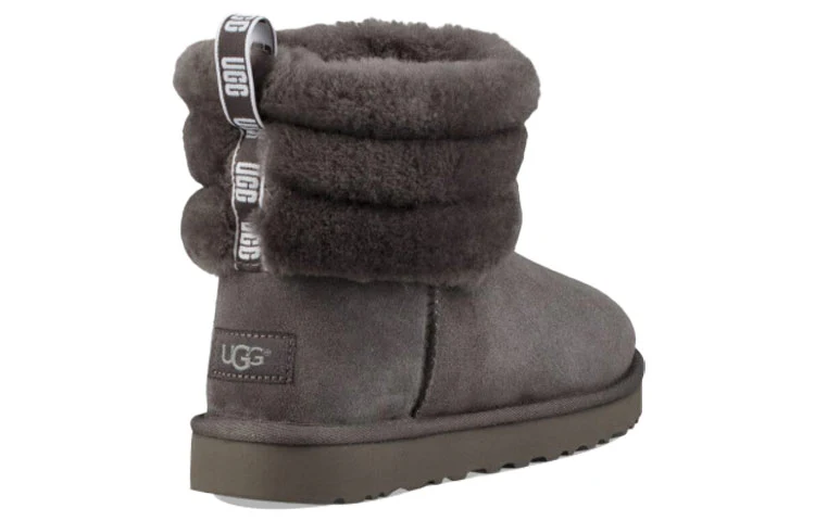 (WMNS) UGG Classic Mini Fluff Quilted Boot Fleece Lined Gray Brown 1098533-CHRC