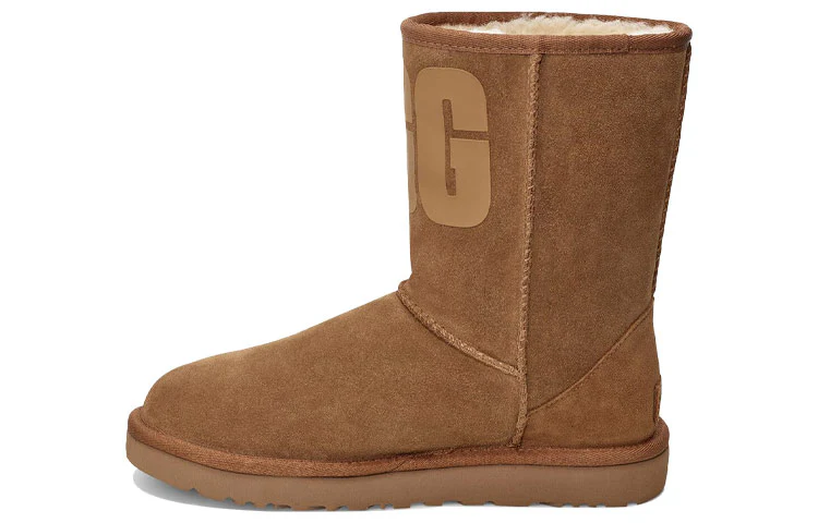 (WMNS) UGG Classic Short UGG Rubber Logo Fleece Lined 1108230-CHE