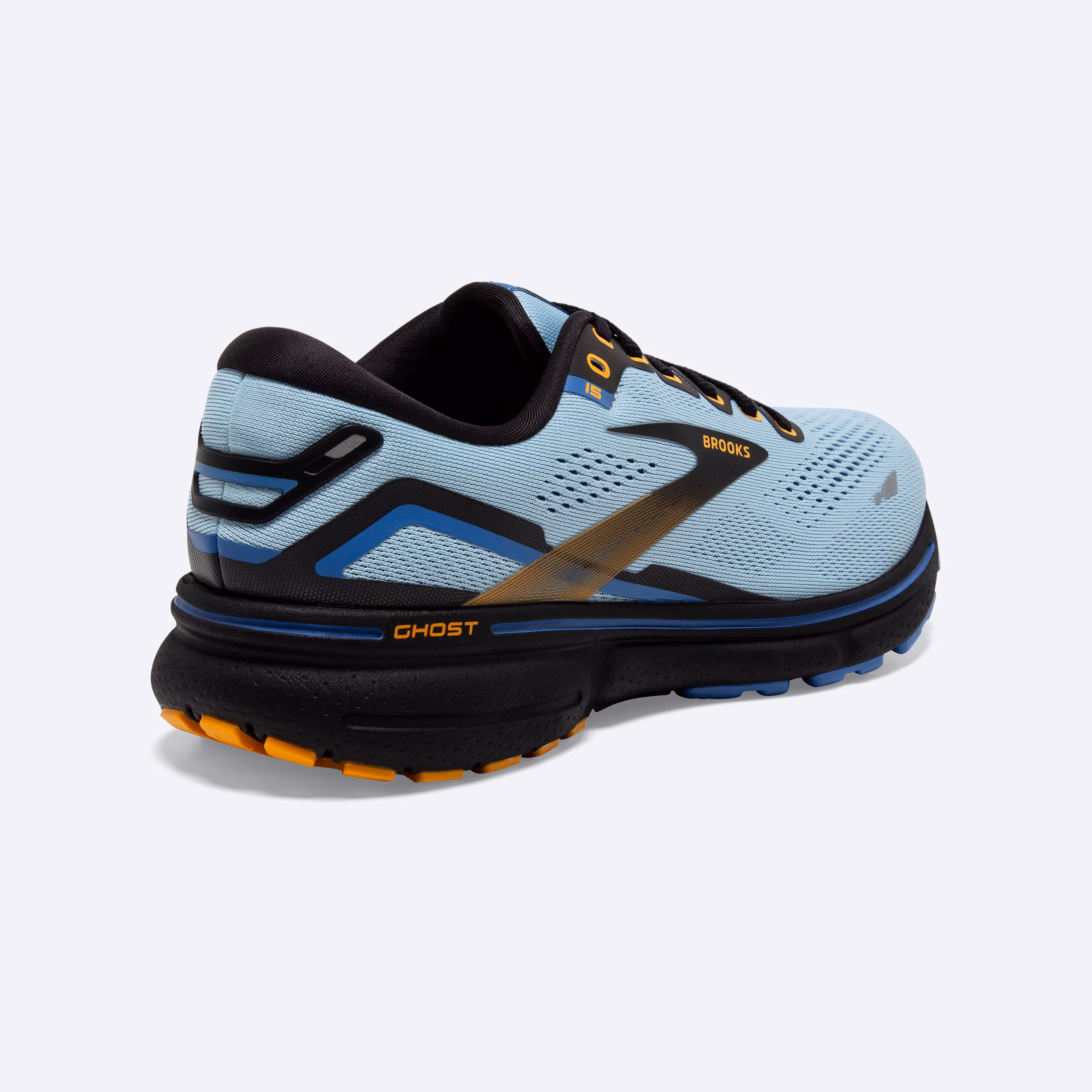 Women's Brooks, Ghost 15 Neutral Running Shoe -- Light Blue/Black/Yellow