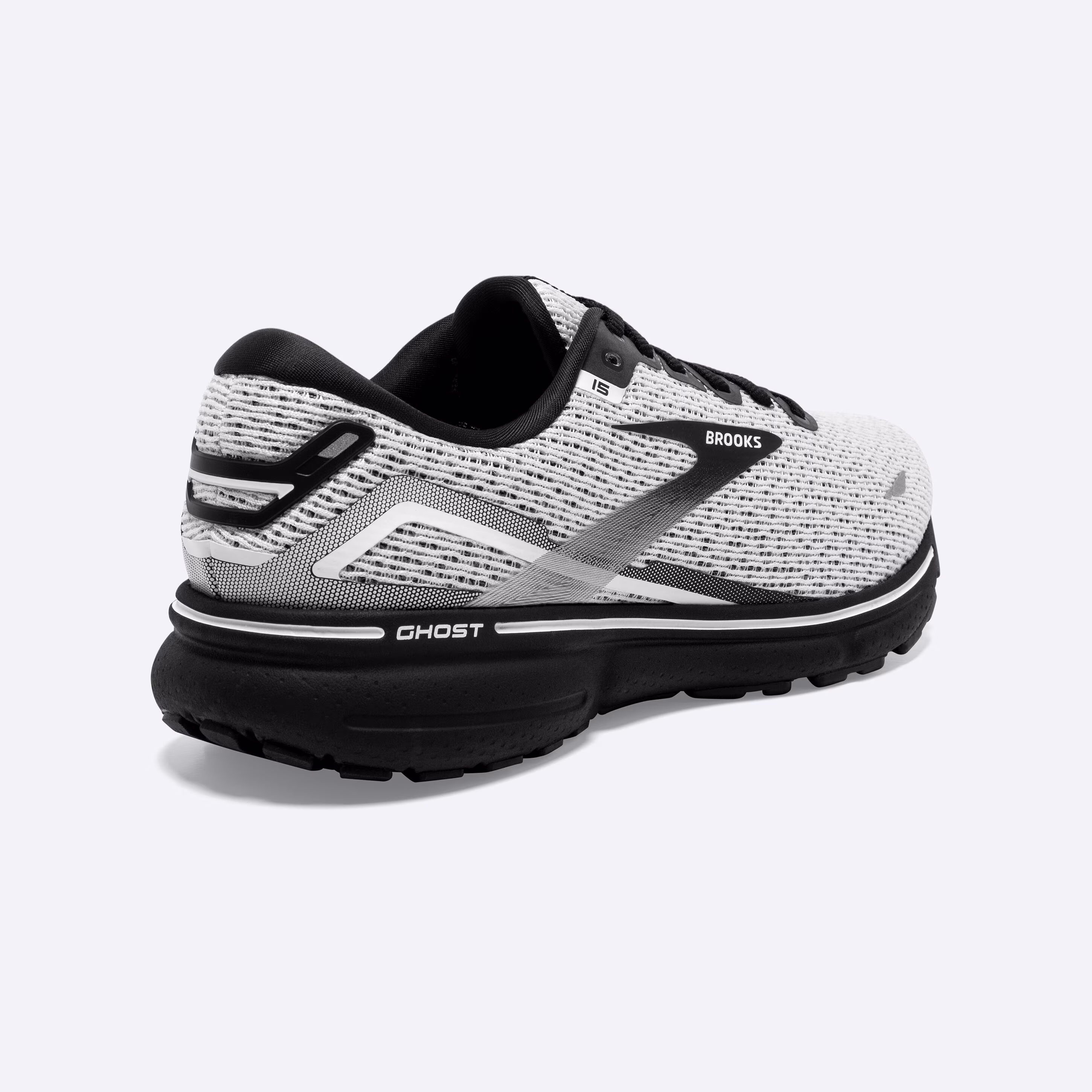 Men's Brooks, Ghost 15 Neutral Running Shoe -- White/Black