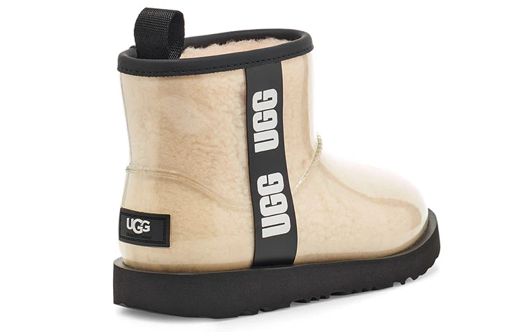UGG Classic Clear Mini II Large LOGO Fleece Lined Big Boys Beige 1112386K-NBLC