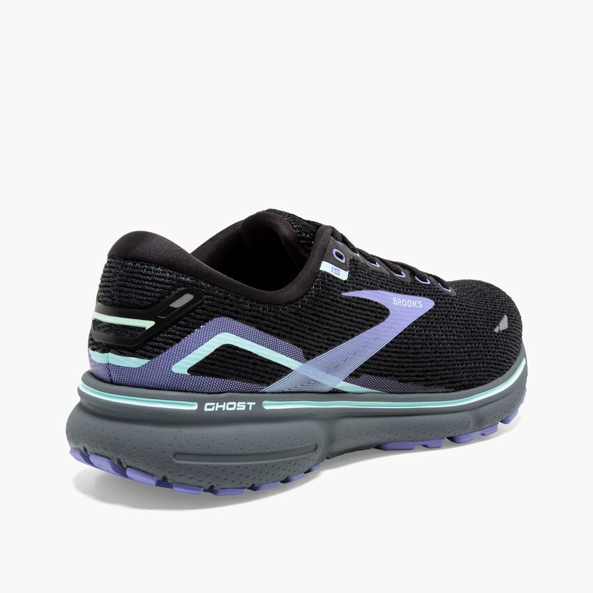 Women's Brooks, Ghost 15 Running Shoe - Black/Jacaranda/Salt
