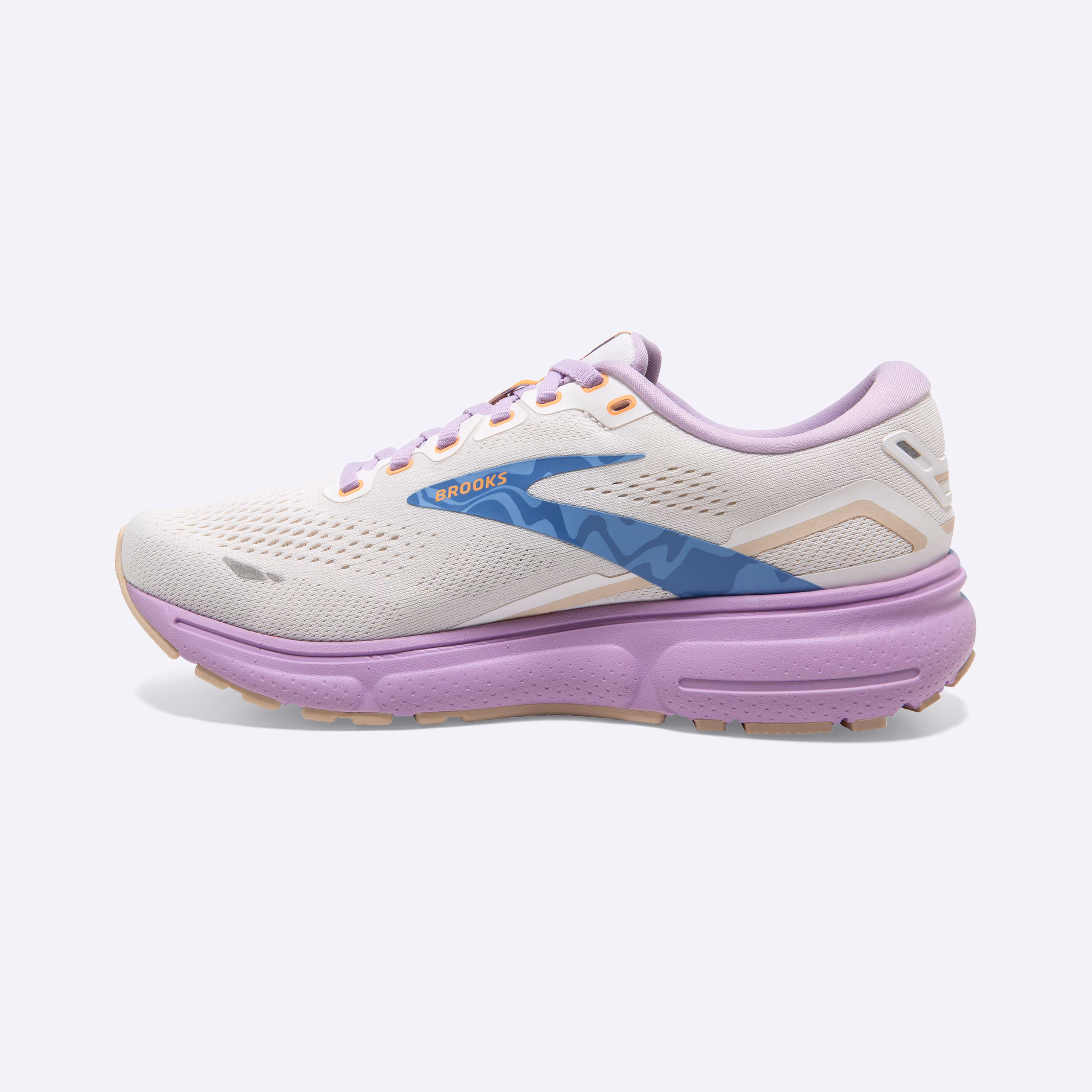 Women's Brooks, Ghost 15 Neutral Running Shoe -- White/Vista/Lavendula