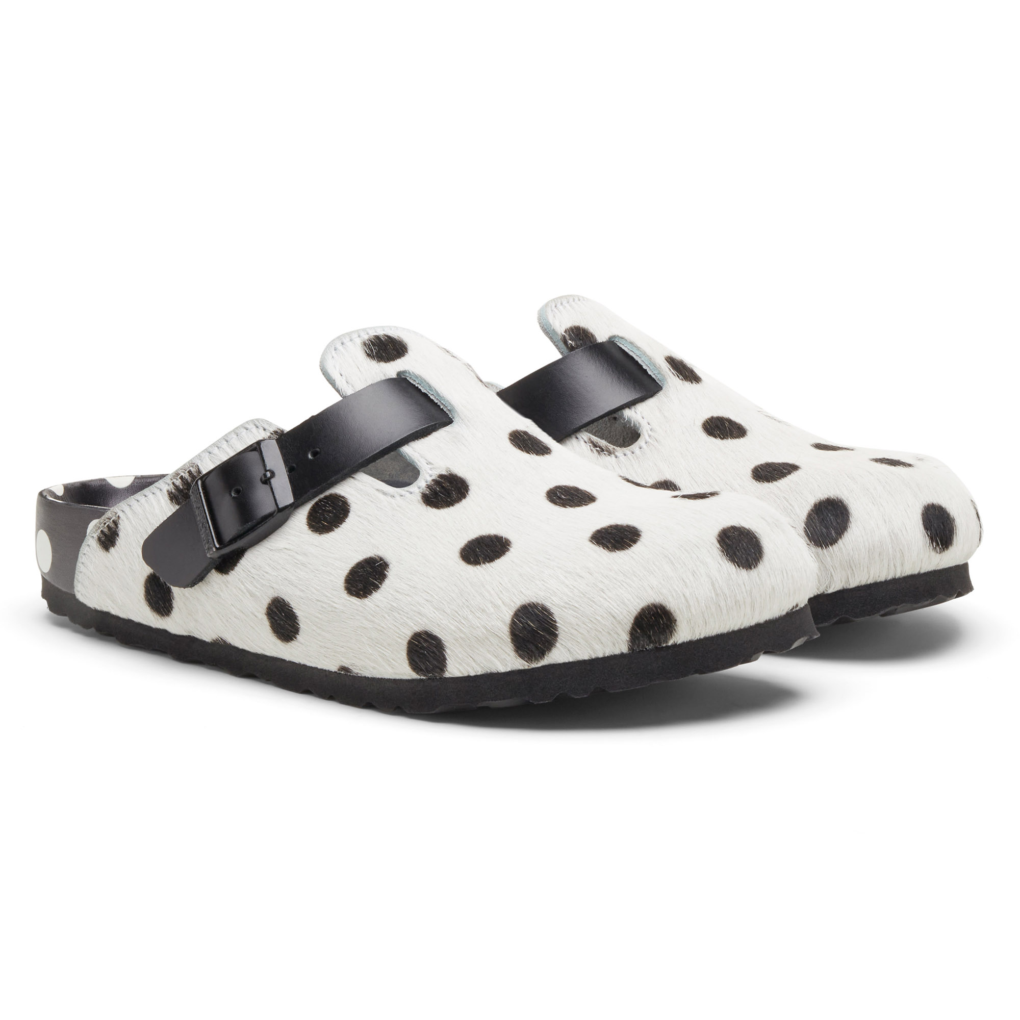 Manolo Blahnik Boston Fur - Polka Dots White Black4-4.5