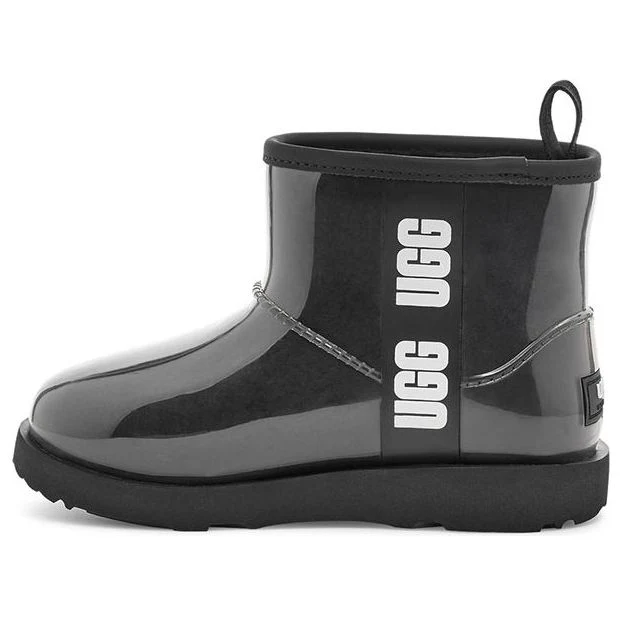 UGG Classic Clear Mini II Large LOGO Fleece Lined Big Boys Black 1112386K-BLK