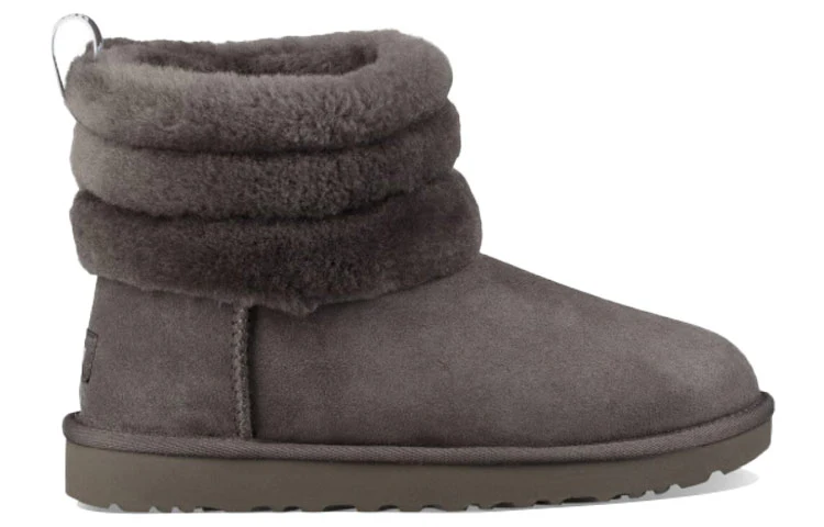 (WMNS) UGG Classic Mini Fluff Quilted Boot Fleece Lined Gray Brown 1098533-CHRC