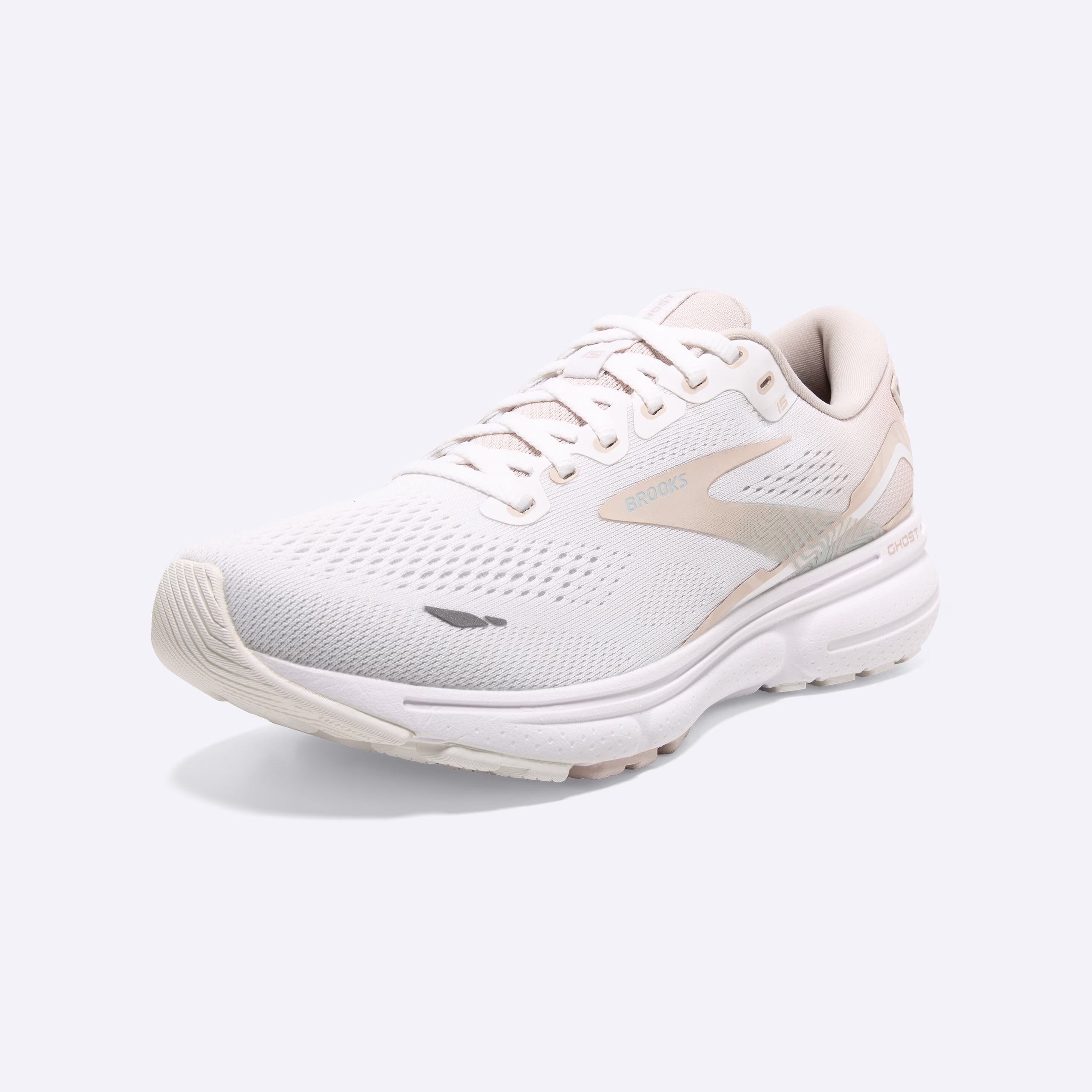 Women's Ghost 15 Neutral Running Shoe -- White/Crystal Grey/Glass