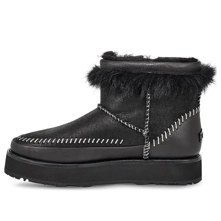 (WMNS) UGG Fluff Punk Boot Fleece Lined Black 1102950-BLK