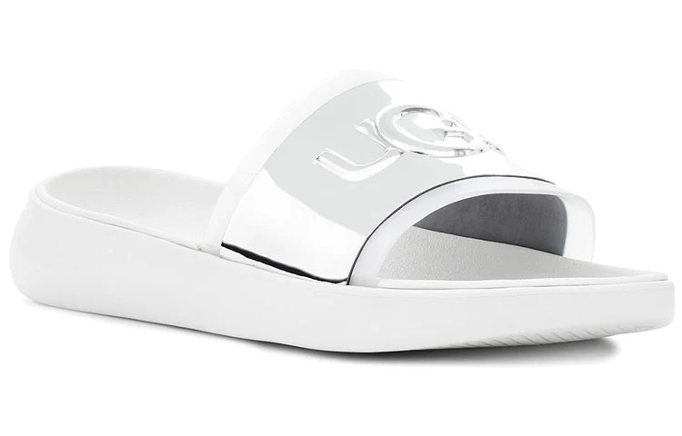 (WMNS) UGG Hilama Slide Shoe White Silver 1109592-WHT
