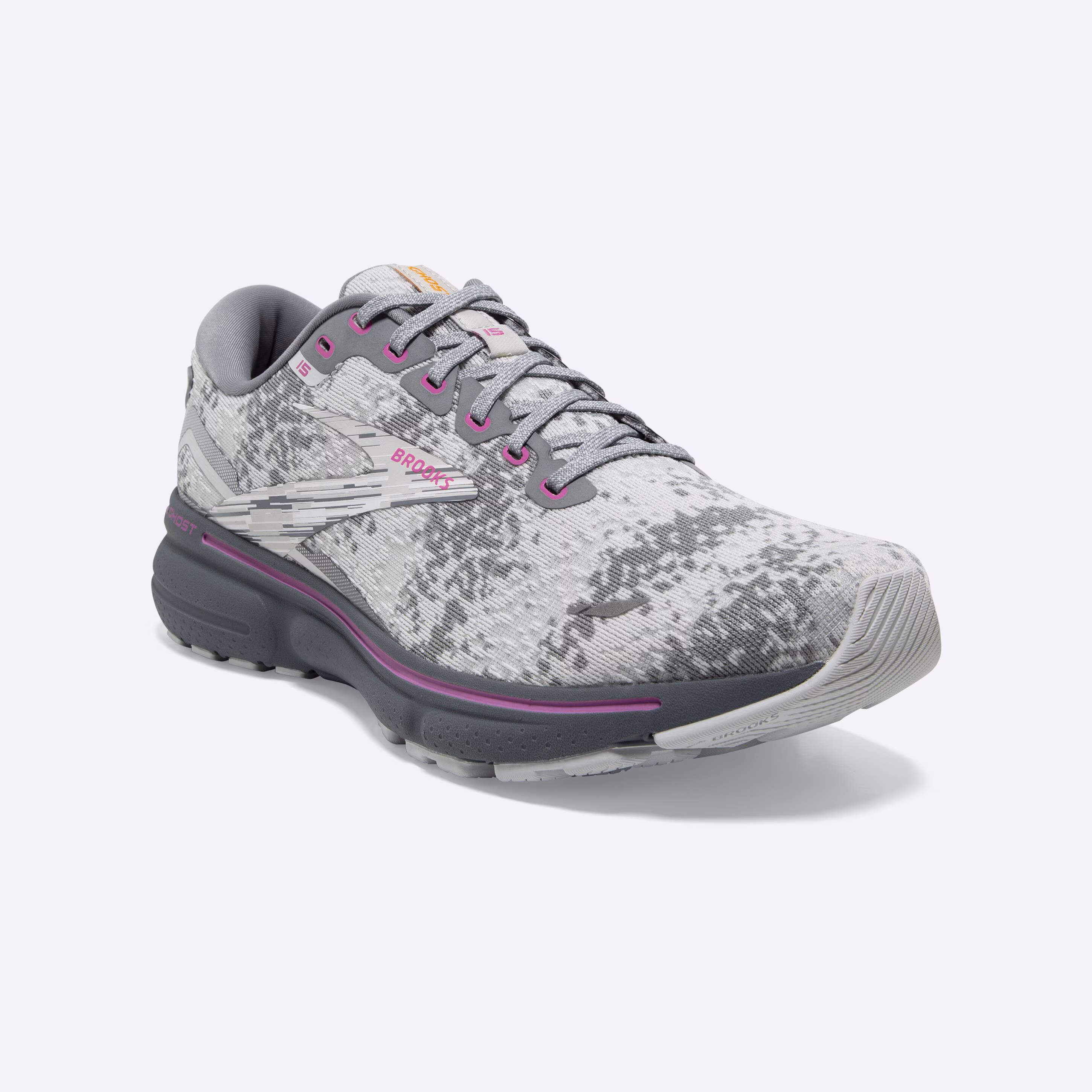 Women's Ghost 15 Neutral Running Shoe -- White/Oyster/Oriole