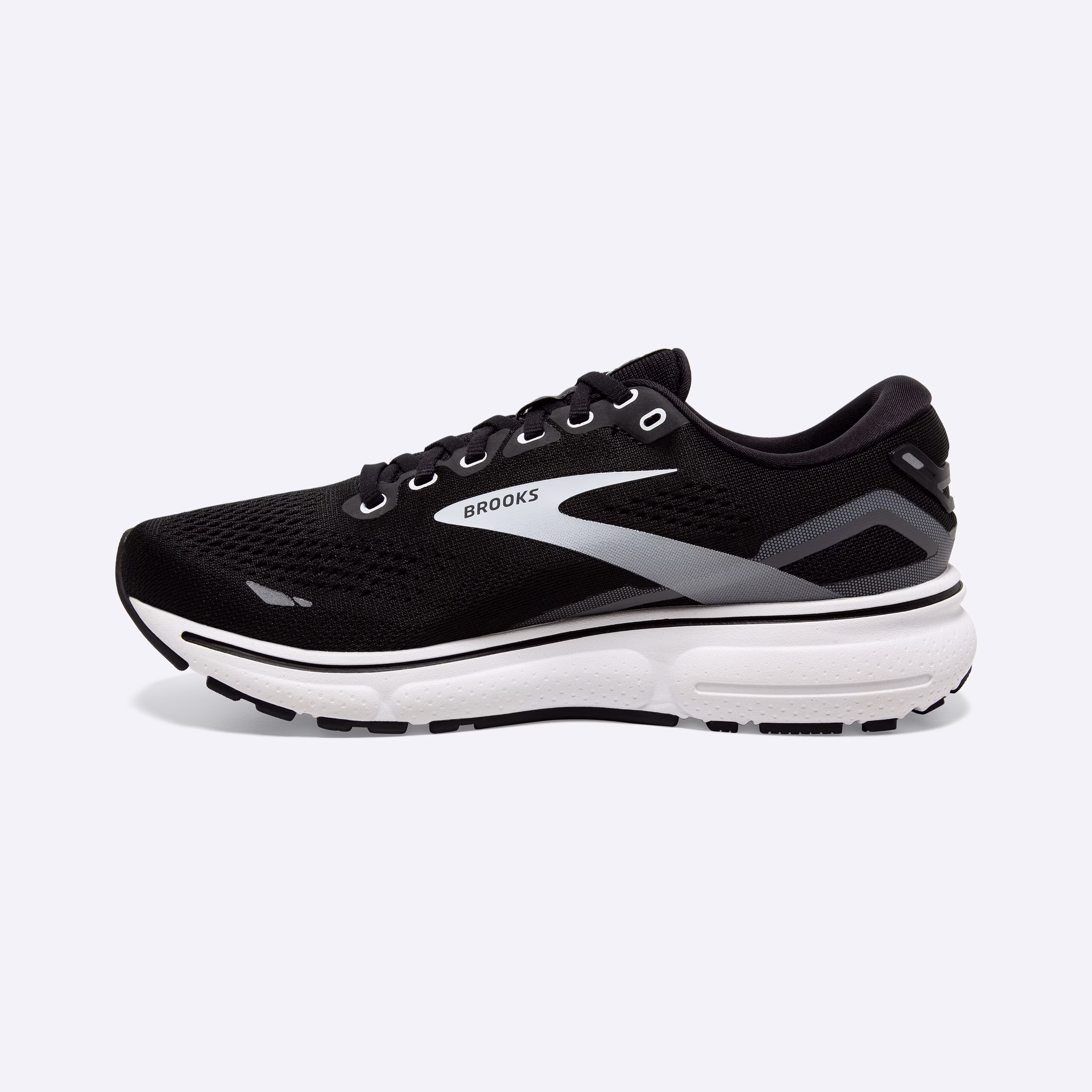 Women's Brooks, Ghost 15 Neutral Running Shoe -- Black/Blackened Pearl/White