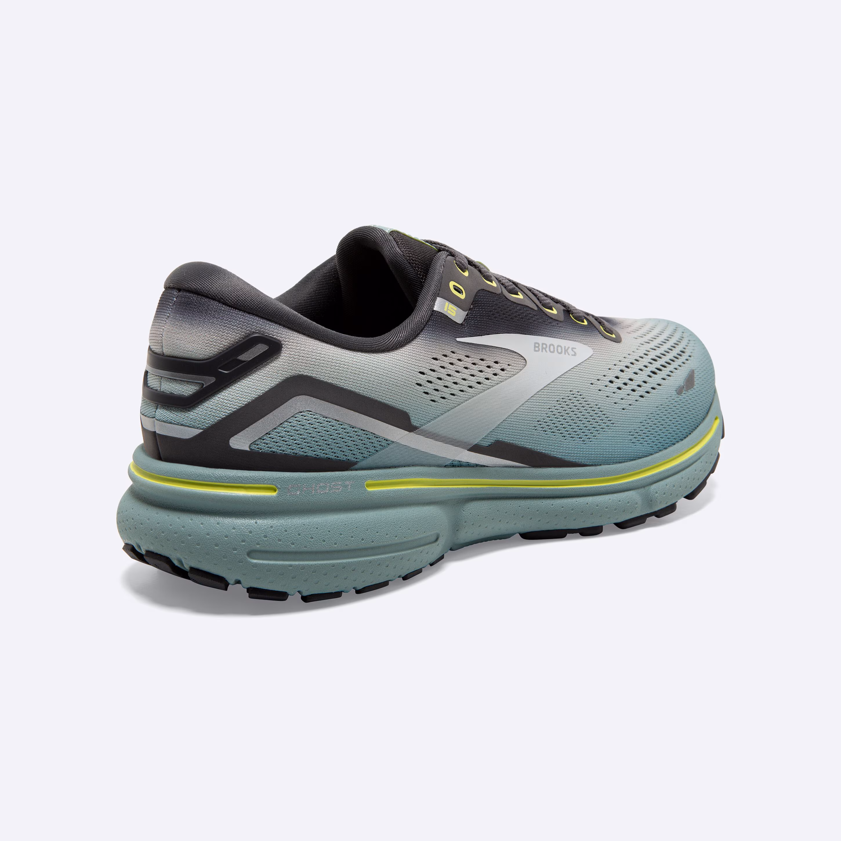 Men's Brooks, Ghost 15 Neutral Running Shoe -- Grey/Oyster/Cloud Blue