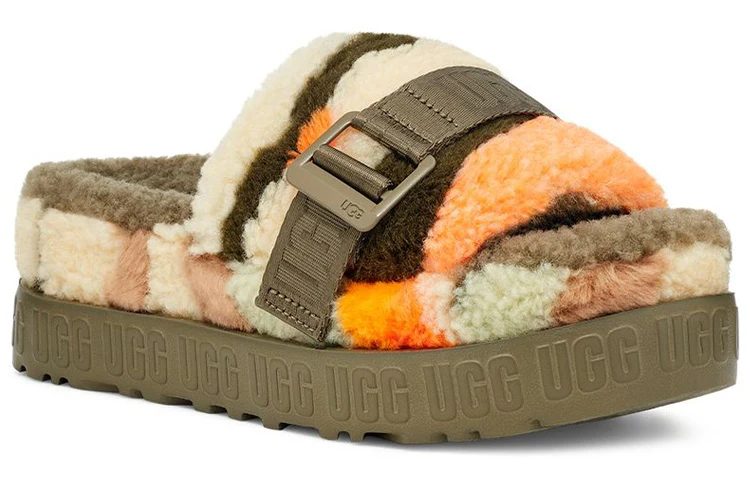 (WMNS) UGG Fluffita Cali Collage Slipper Olive Green 1118750-OLV