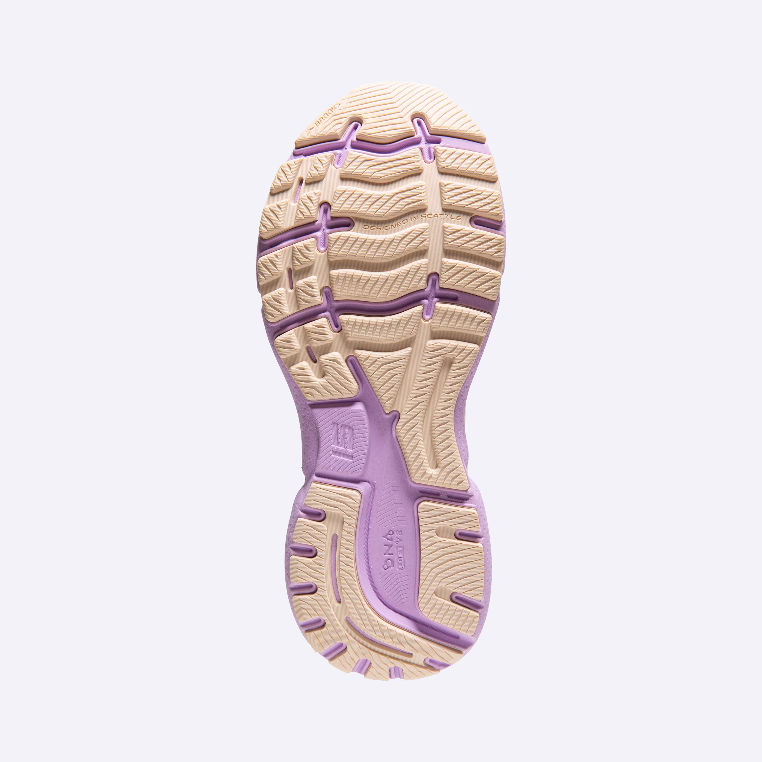 Women's Brooks, Ghost 15 Neutral Running Shoe -- White/Parchment/Lavendula