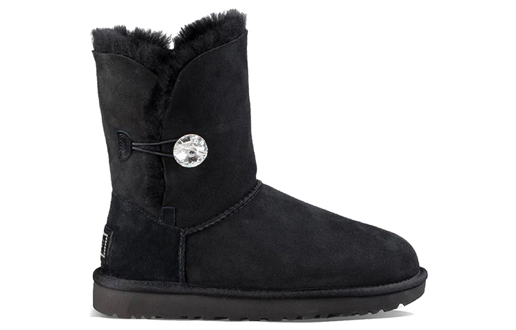 (WMNS) UGG Classic Bling Button Fleece Lined Black 1016553-BLK