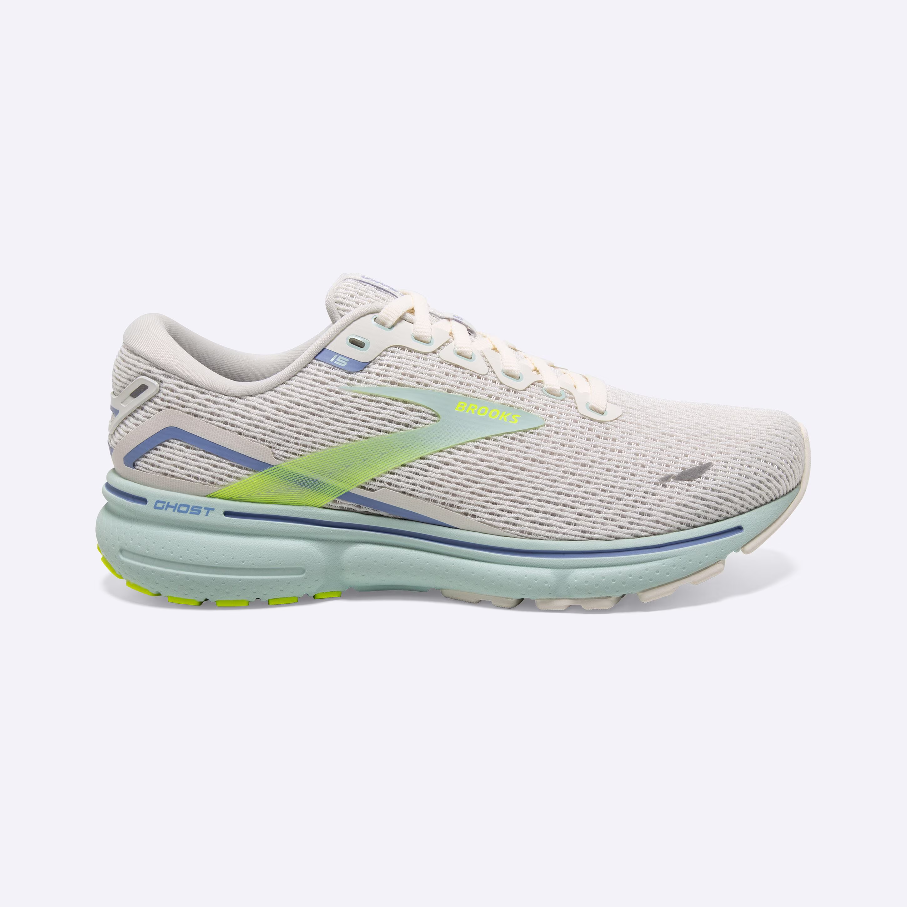 Women's Brooks, Ghost 15 Neutral Running Shoe -- Coconut/Skylight/Nightlife