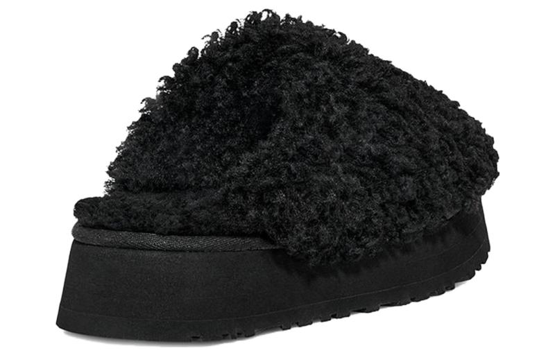 (WMNS) UGG Maxi Curly Platform Slippers 'Black' 1133171-BLK