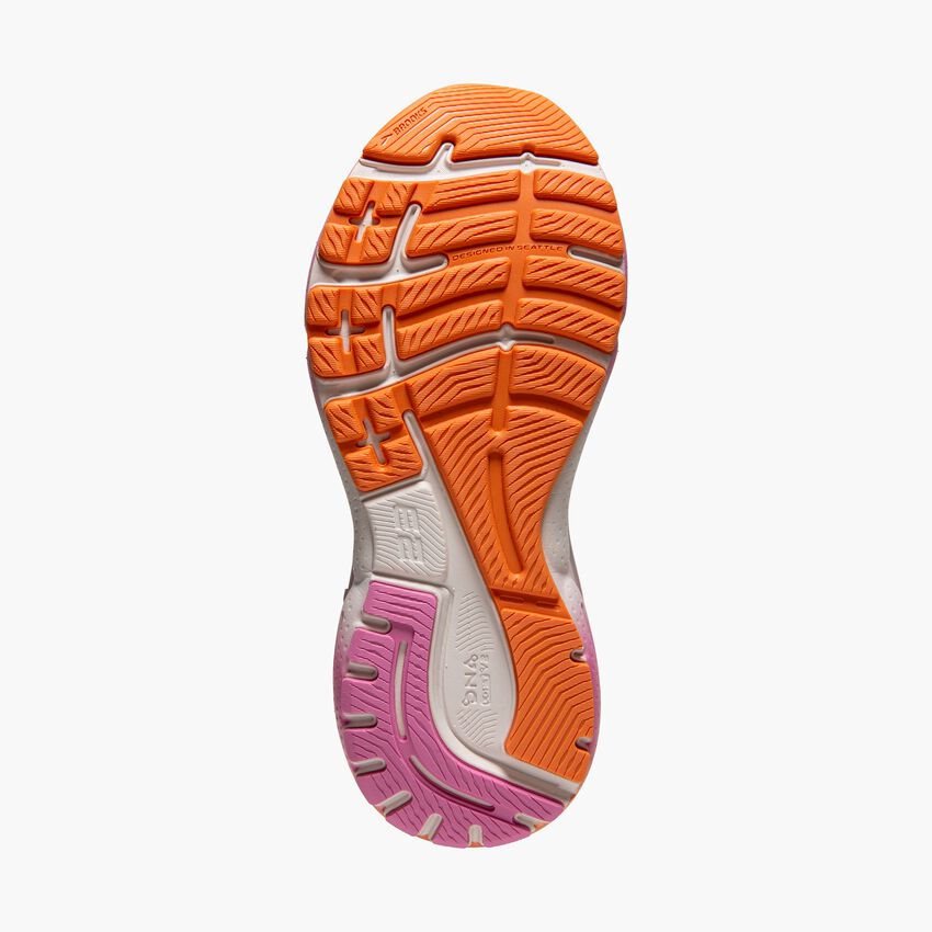 Women's Brooks, Adrenaline GTS 23 Running Shoe - White Sand/Sunset/Fuchsia