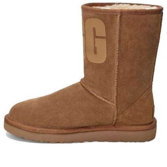 (WMNS) UGG Classic Short UGG Rubber Logo Fleece Lined 1108230-CHE