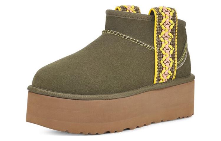 (WMNS) UGG Classic Ultra Mini Braid Plat 'Olive Green' 1138491-BTOL