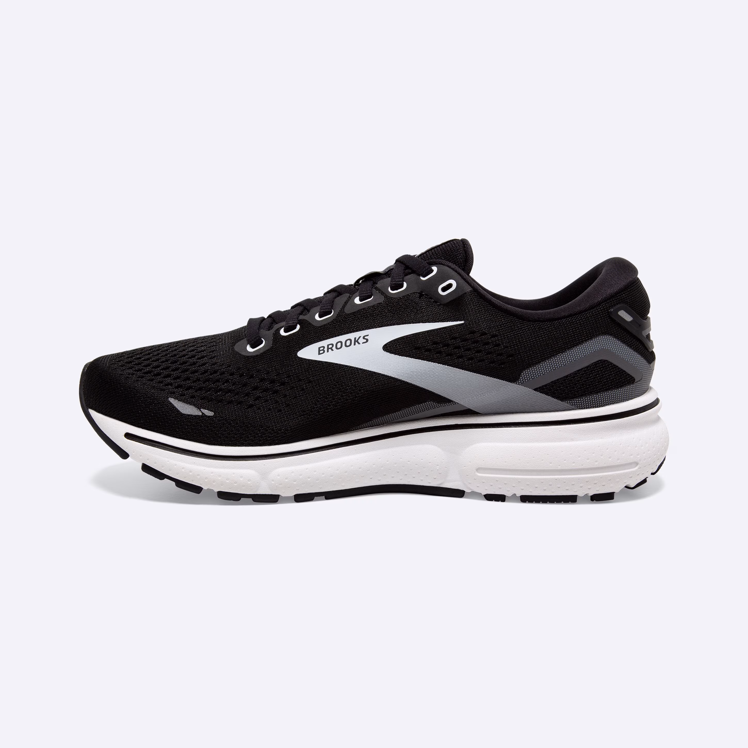 Men's Brooks, Ghost 15 Neutral Running Shoe -- Black/Blackened Pearl/White