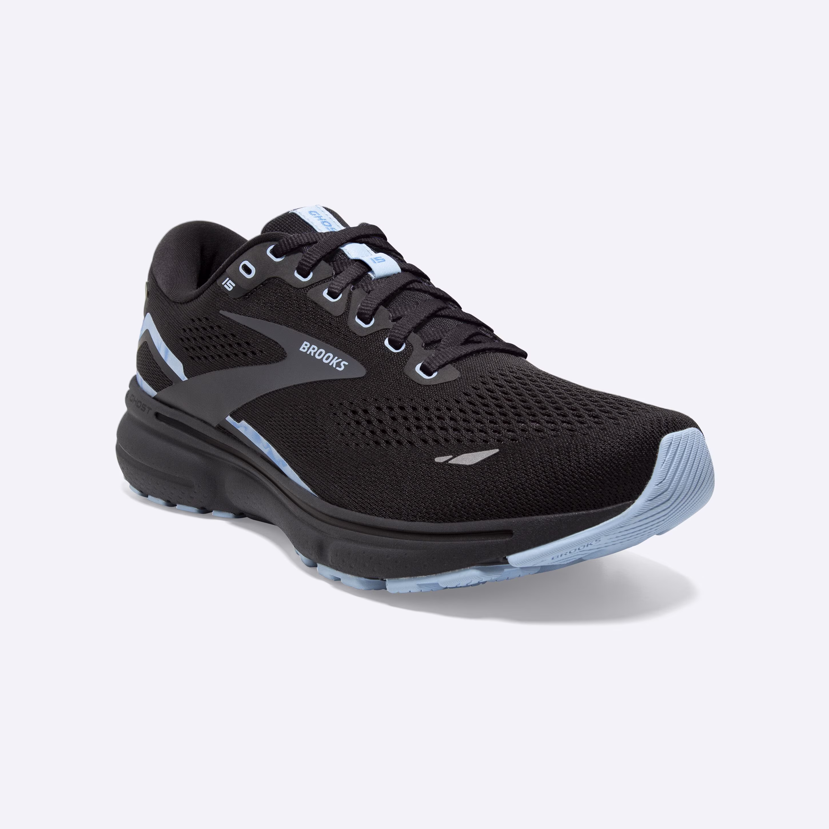 Men's Brooks, Ghost 15 Neutral Running Shoe -- Black/Ebony/Marina