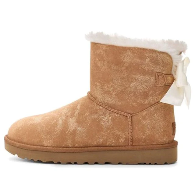 (WMNS) UGG Mini Bailey Bow Glimmer Chestnut 1125795-CHE