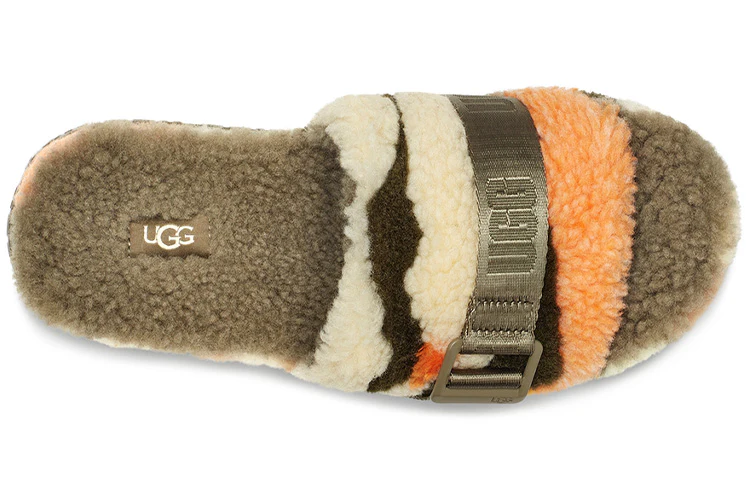(WMNS) UGG Fluffita Cali Collage Slipper Olive Green 1118750-OLV
