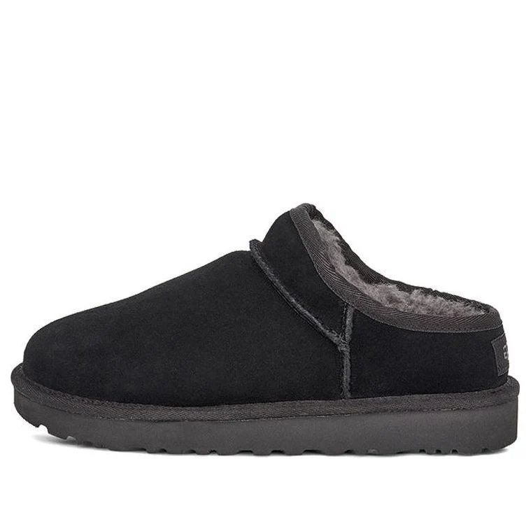 (WMNS) UGG Classic Slippers Fleece Lined Black 1108193-BLK