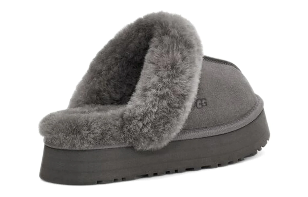 (WMNS) UGG Disquette Fluff Gray Slippers 1122550-CHRC