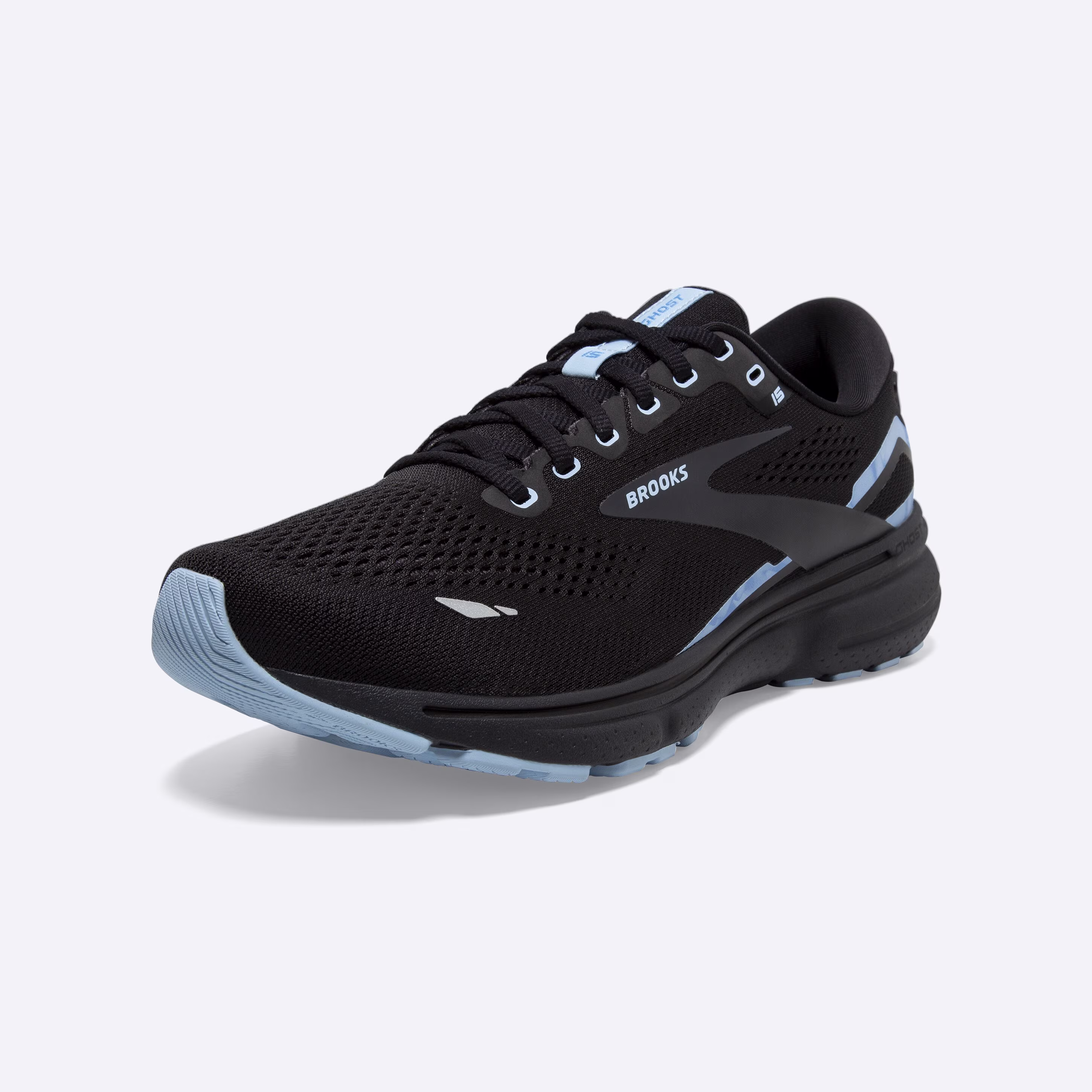 Men's Brooks, Ghost 15 Neutral Running Shoe -- Black/Ebony/Marina