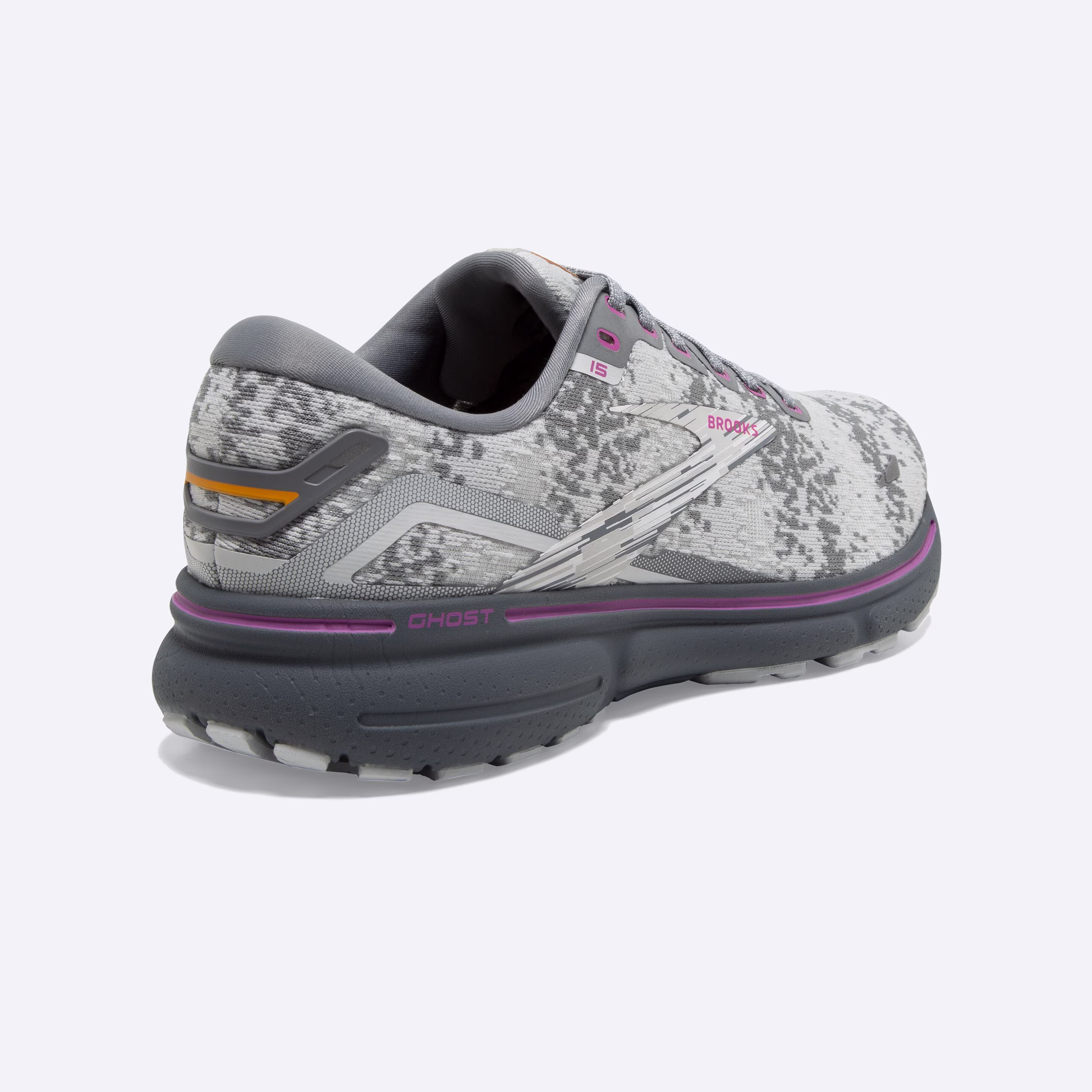 Men's Brooks, Ghost 15 Neutral Running Shoe -- White/Oyster/Oriole