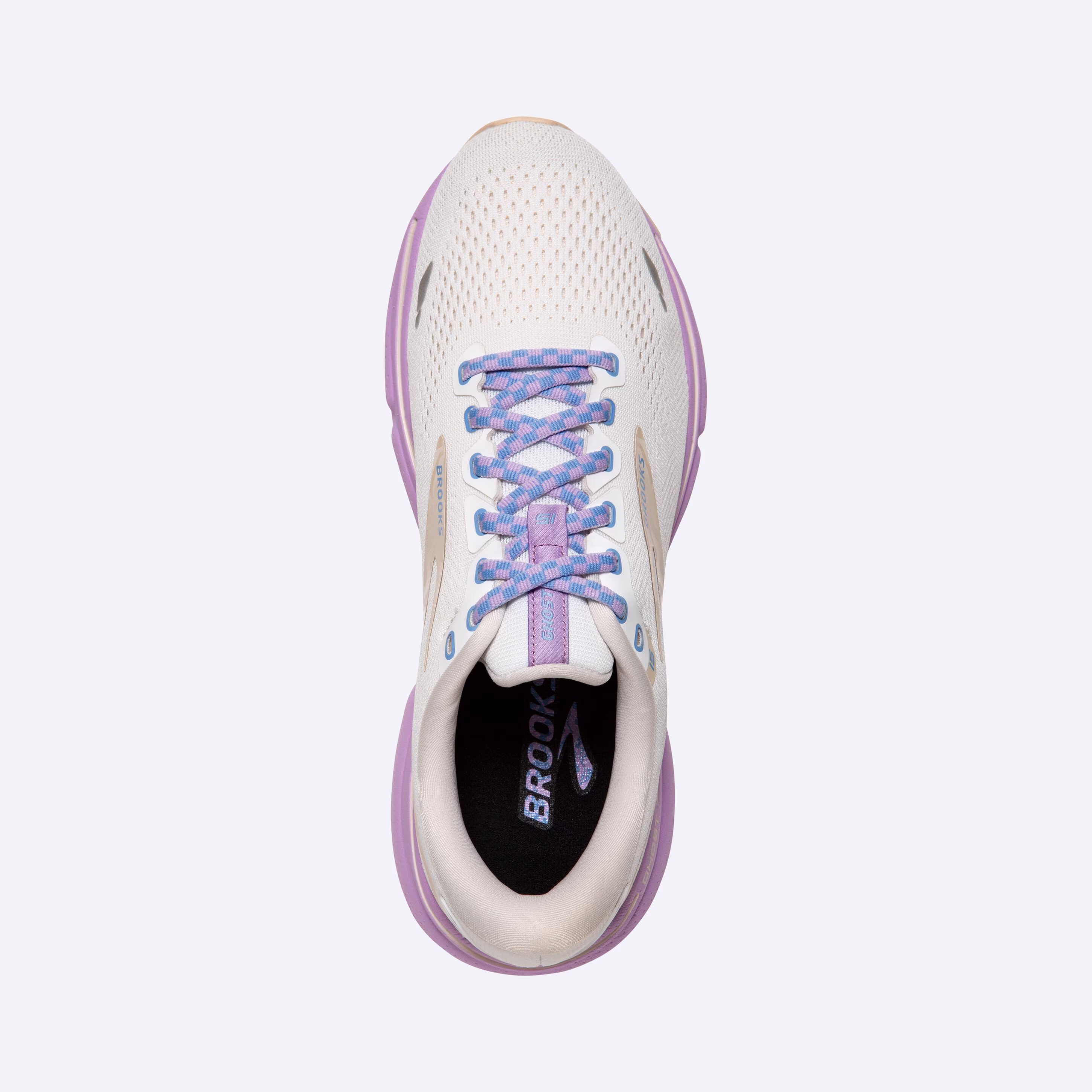 Women's Brooks, Ghost 15 Neutral Running Shoe -- White/Parchment/Lavendula