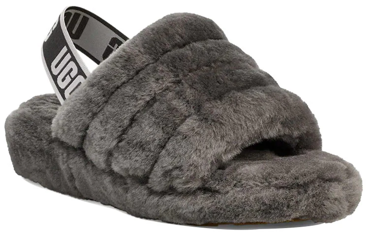 (WMNS) UGG Fluff Yeah Slide Thick Sole Gray Slippers 1095119-CHRC