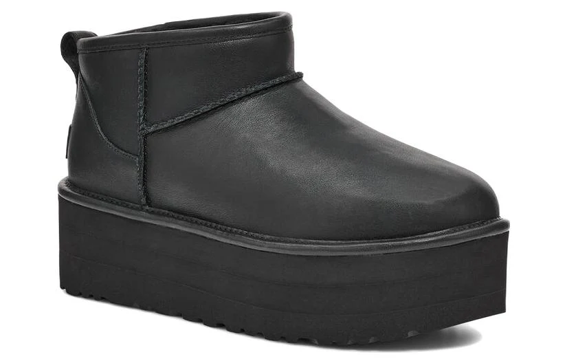 (WMNS) UGG Classic Ultra Mini Platform Boot 'Black Leather' 1141510-BLLE