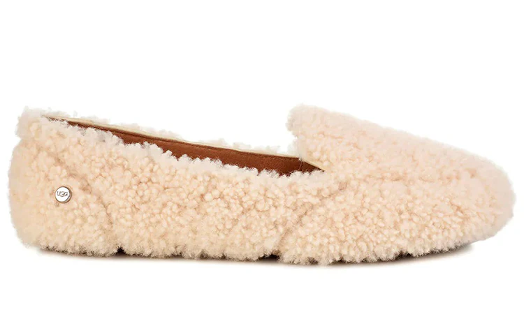 (WMNS) UGG Hailey Fluff Loafer Slip-On 'Natural' 1095108-NAT