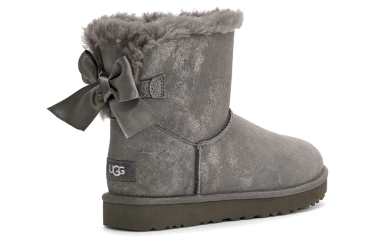 (WMNS) UGG Mini Bailey Bow Glimmer Charcoal 1125795-CHRC