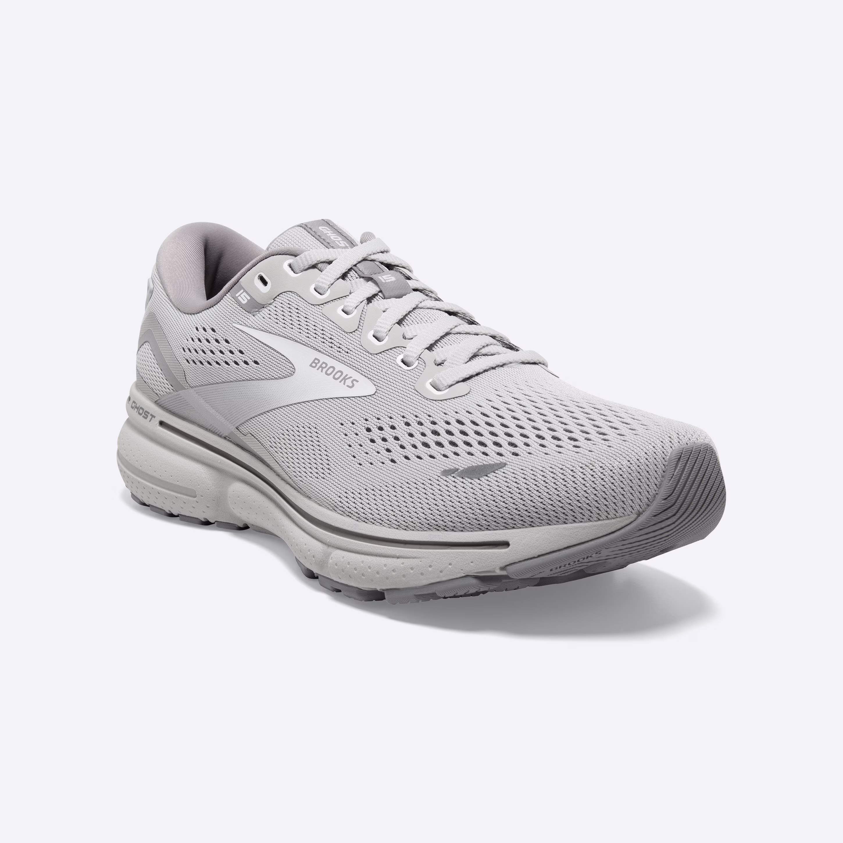 Women's Brooks, Ghost 15 Neutral Running Shoe -- Oyster/Alloy/White