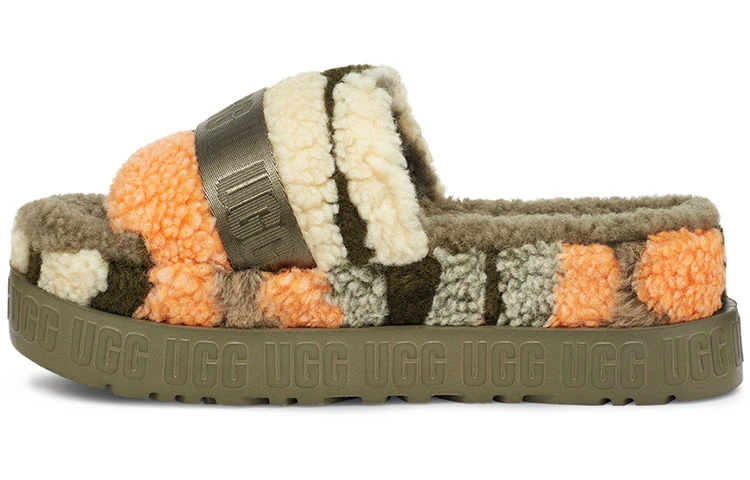 (WMNS) UGG Fluffita Cali Collage Slipper Olive Green 1118750-OLV