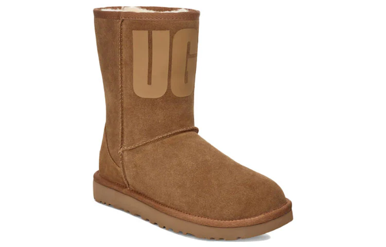 (WMNS) UGG Classic Short UGG Rubber Logo Fleece Lined 1108230-CHE