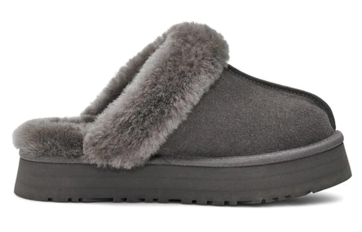 (WMNS) UGG Disquette Fluff Gray Slippers 1122550-CHRC