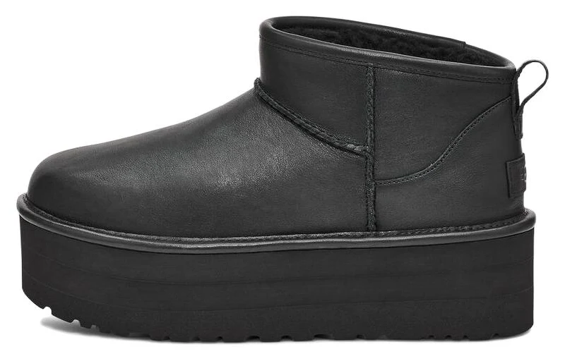 (WMNS) UGG Classic Ultra Mini Platform Boot 'Black Leather' 1141510-BLLE