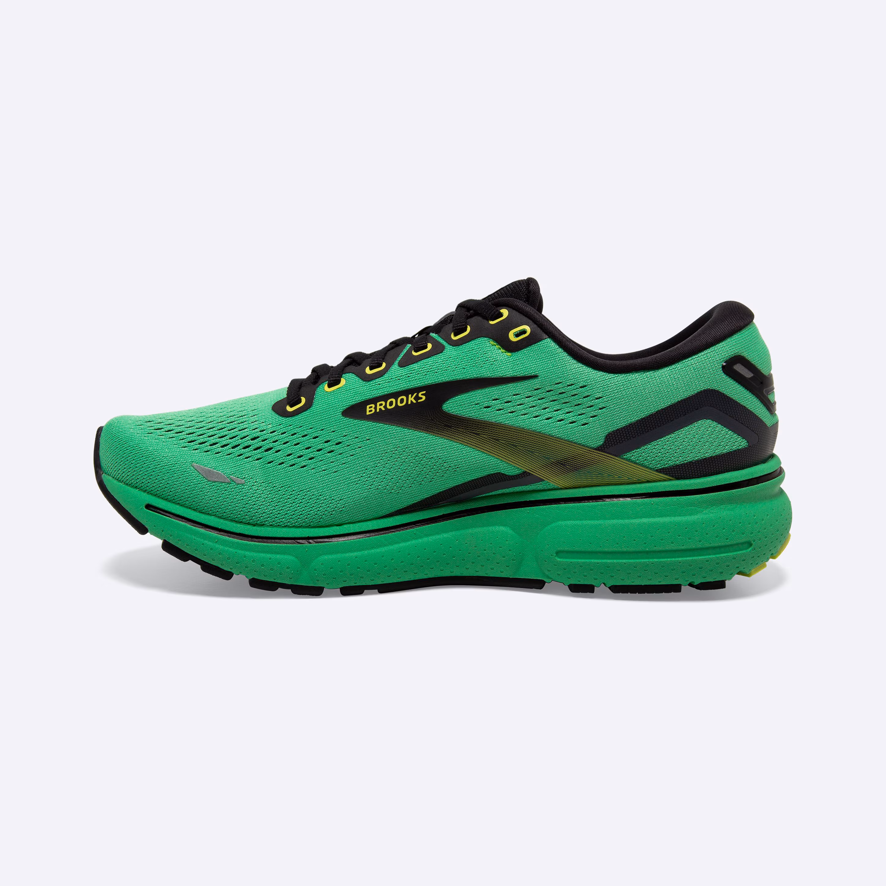 Men's Brooks, Ghost 15 Neutral Running Shoe -- Green/Black/Sharp Green