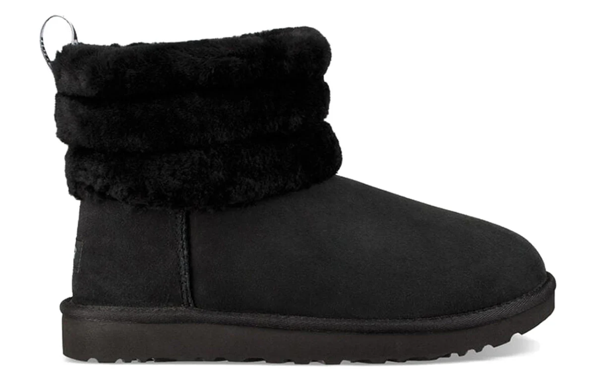 (WMNS) UGG Classic Mini Fluff Quilted Boot 'Black' 1098533-BLK