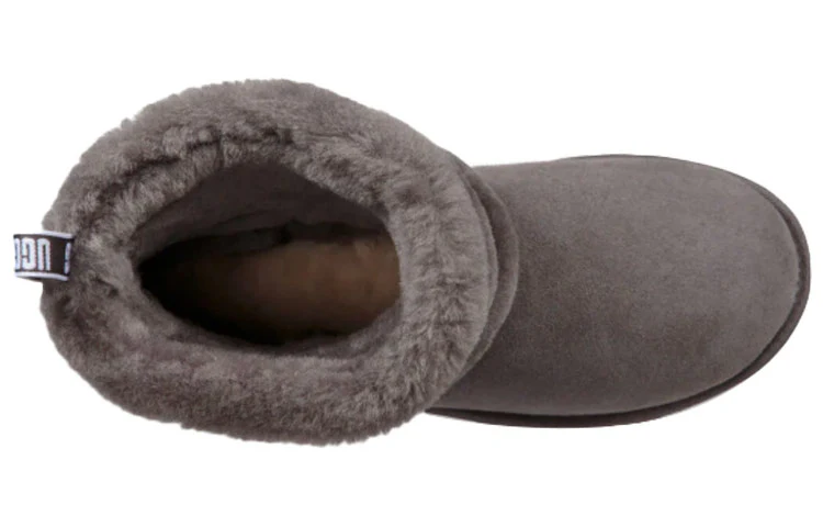 (WMNS) UGG Classic Mini Fluff Quilted Boot Fleece Lined Gray Brown 1098533-CHRC