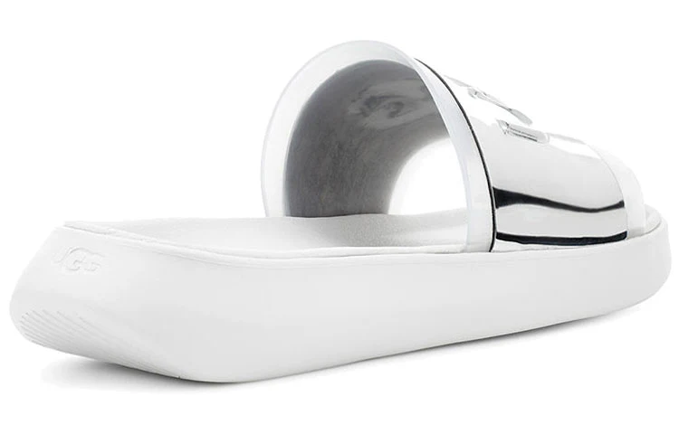 (WMNS) UGG Hilama Slide Shoe White Silver 1109592-WHT