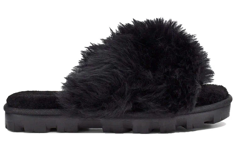 (WMNS) UGG Fuzzalicious Black Slippers 1108917-BLK