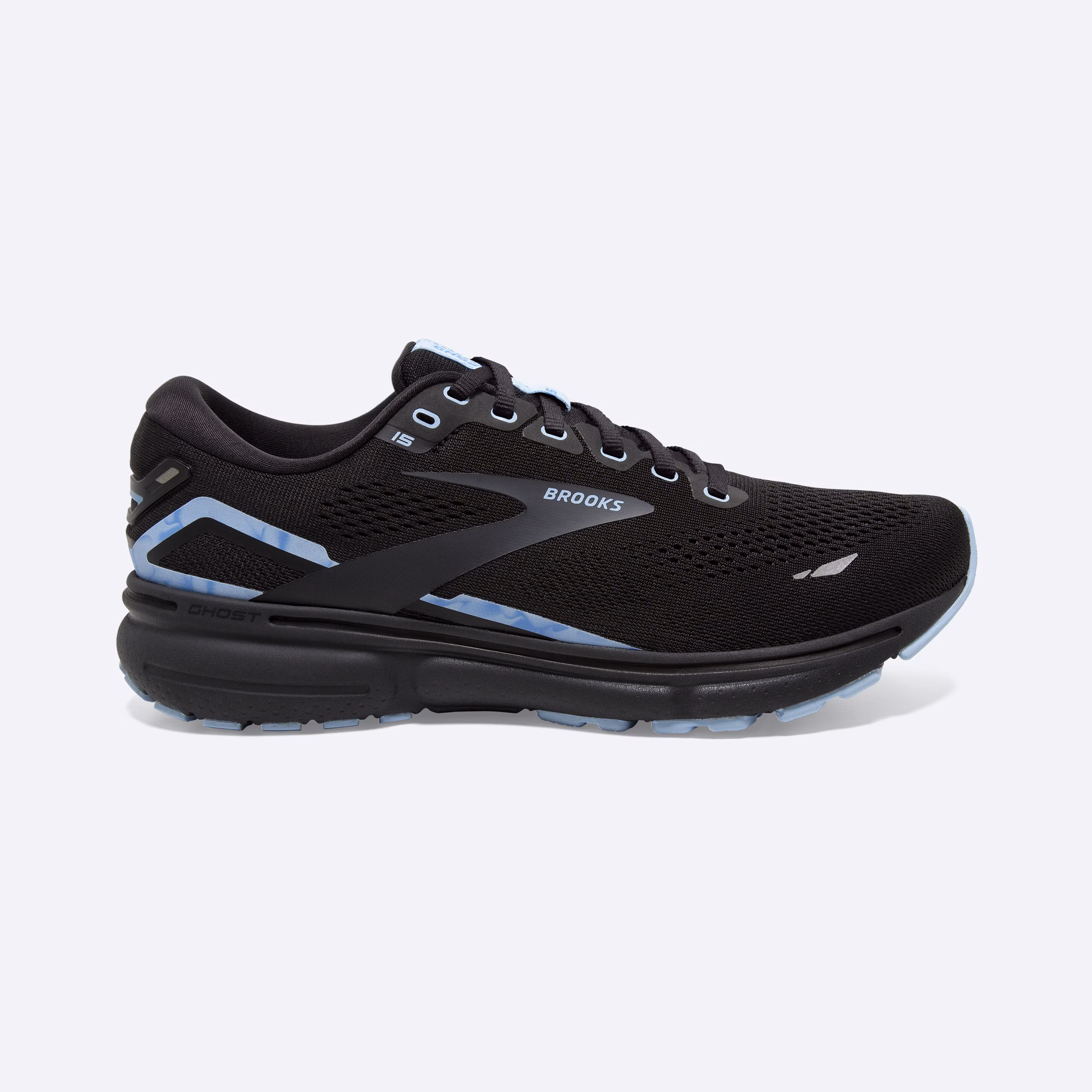 Men's Brooks, Ghost 15 Neutral Running Shoe -- Black/Ebony/Marina
