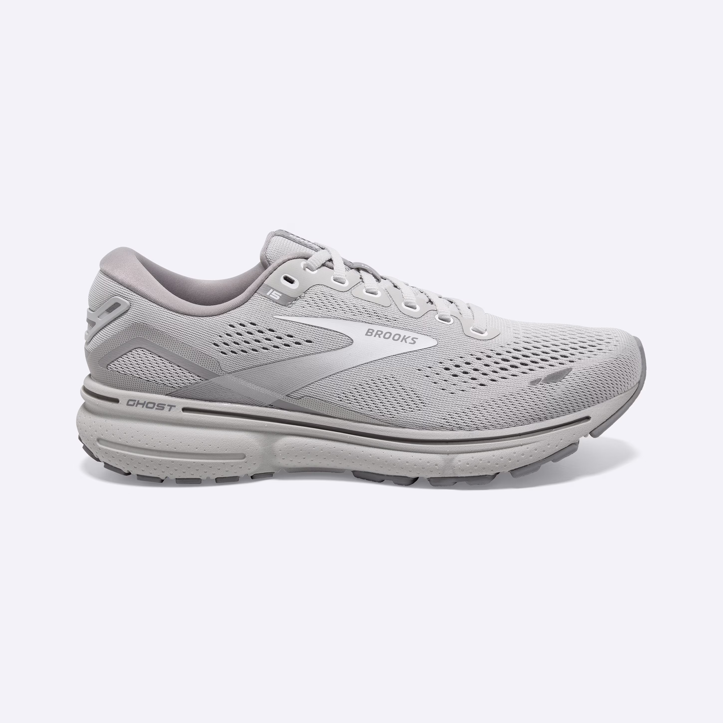 Women's Brooks, Ghost 15 Neutral Running Shoe -- Oyster/Alloy/White